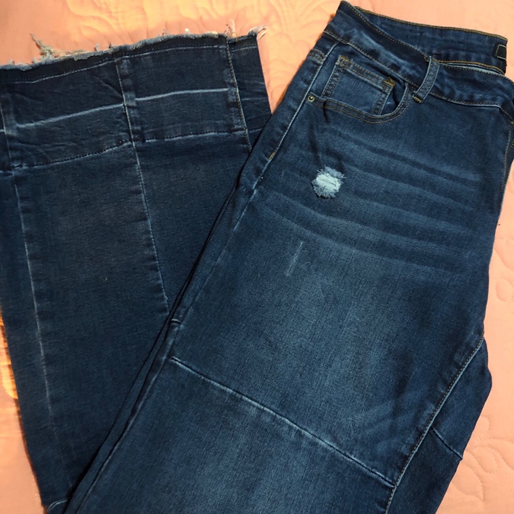 L&B patchwork flare jeans